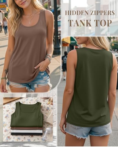 4 Pack Women's Nursing Tank Tops - color: Black, White, Coffee, Army Green, size: X-Large