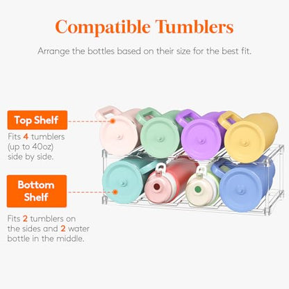 Lifewit Stackable Water Bottle Organizer, Clear Tumbler Holder for Cabinet - size: 2 Tier-8 Bottle