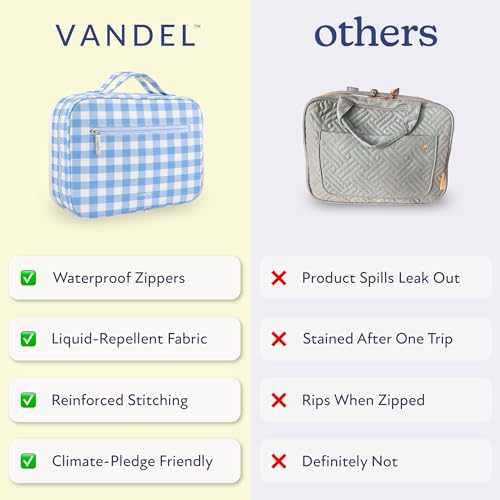 VANDEL Waterproof Hanging Toiletry Bag [TSA-Approved] Cosmet Travel Bag - color: Blue Gingham
