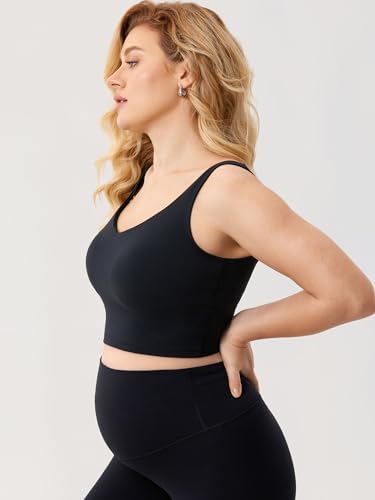 MOMANDA Longline Sports Nursing Bras - color: Black, size: Small