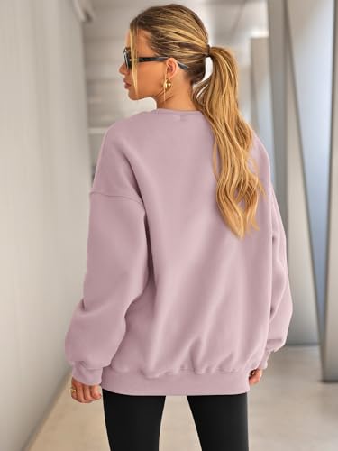 EFAN Womens Oversized Sweatshirt Crewneck Sweater Casual Fall Outfits 2026 - color: Darkpink, size: Small