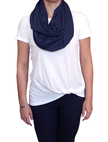 2pk Scarves Breastfeeding Privacy Cover Infinity Scarf Soft, Blue & Black - color: Navy Blue & Solid Black