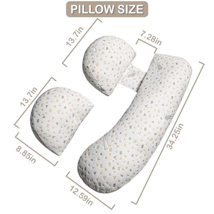 Pregnancy Pillow for Sleeping, Maternity Pillow Support for HIPS, Backs, Legs, Maternity Pillow with Detachable and Adjustable Pillow Cover