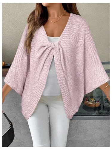 Milumia Women's Maternity Twist Front Sweater Oversized Pregnancy Cardigan - color: Pink, size: Medium
