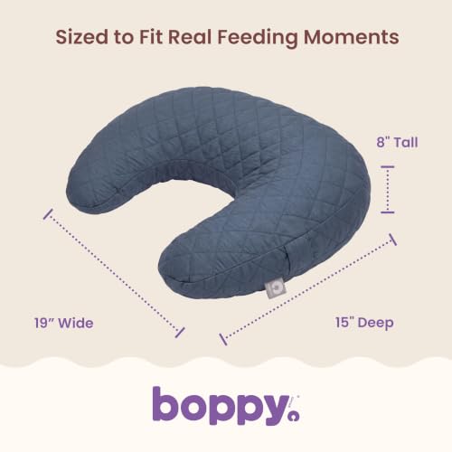 Boppy Nursing Pillow, Luxe Ergonomic Breastfeeding & Baby Feeding Support - color: Luxe - Slate Blue Quilted
