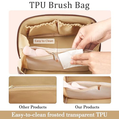 Initial Makeup Bag Personalized Gift for Women Teen Girls - color: Coffee, style: A