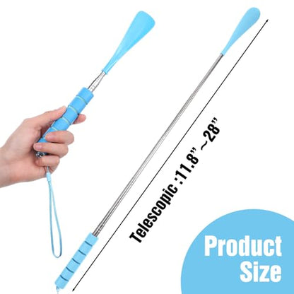 Ymapinc 2 Pack Shoe Horn Long Handle, Metal Telescopic Foldable Shoehorn - color: Black + Blue