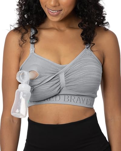 Kindred Bravely Sublime Hands Free Pumping & Nursing Bra, Wireless - color: Grey, size: Large