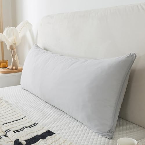 WhatsBedding Memory Foam Body Pillow with Cover, Long Bed Pillow for Adults - color: Light Grey