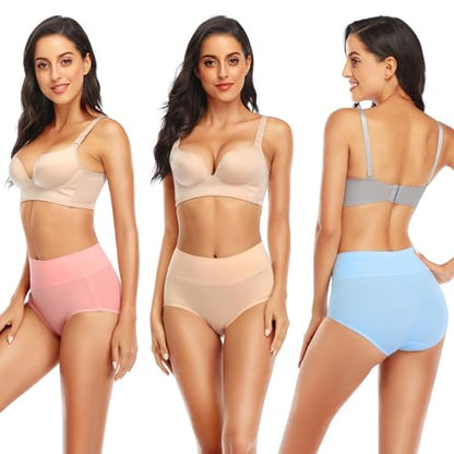 Womens Tummy Control Underwear Cotton High Waisted Full Briefs - color: 5 Pack Multicoloured-b, size: Large