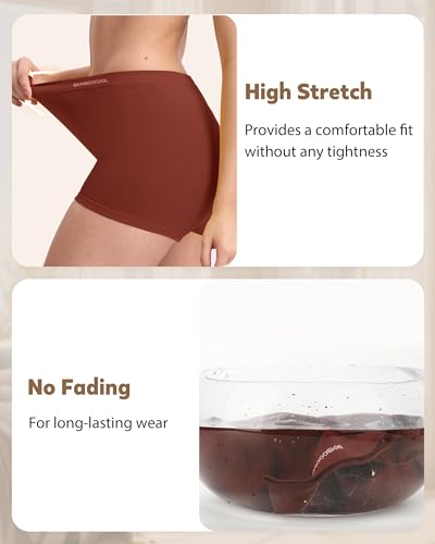 BAMBOO COOL Womens Boyshorts Underwear Mid Rise Boxer Briefs Panties - color: Multicoloured C (5-pack), size: Medium