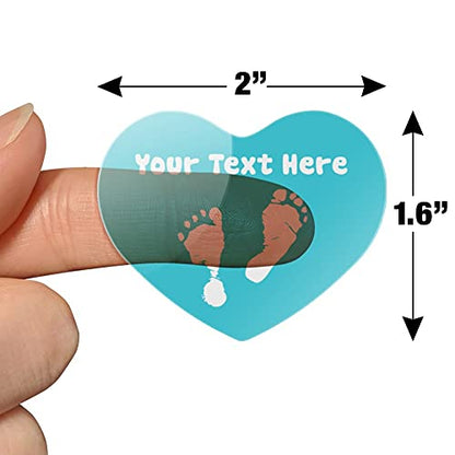 Personalized Custom 1 Line Baby Feet on Blue Shower Heart Shaped Planner - color: Clear