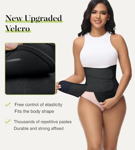 SHAPSHE Postpartum Belly Band Adjustable Wrap for Abdomen Compression - color: Black 3 Velcro, size: Large