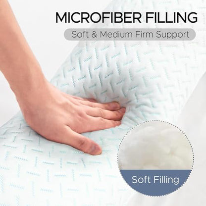 Cooling Body Pillow for Adults Swan Shaped Side Sleeper Pillow 49 Inch - color: Cooling Blue