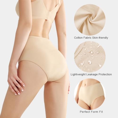 BATTEWA Incontinence Underwear for Women Leakproof Bladder Control Briefs - color: Beige, size: Large