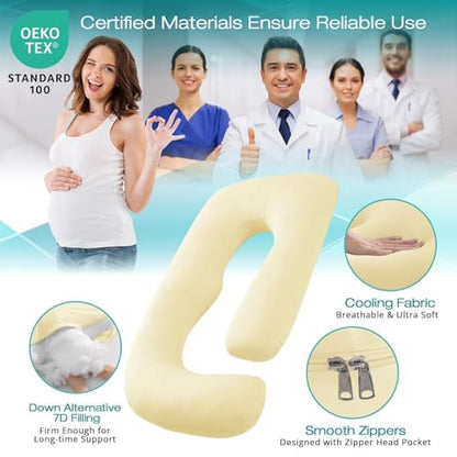 Cooling Pregnancy Pillows for Sleeping, 57'' Full Body Pillow, Light Yellow - color: Light Yellow, size: 57 Inch