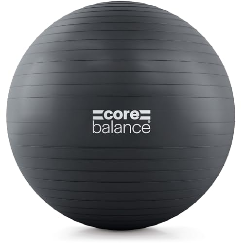 Core Balance Exercise Ball, Stability Ball for Yoga, Pilates and Fitness, Gym Ball for Home Gym and Office Chair, Training, Physical Therapy, Anti Burst, Pump Included, 55cm 65cm 75cm 85cm - color: Black, size: L (23–26in | 58–65cm)