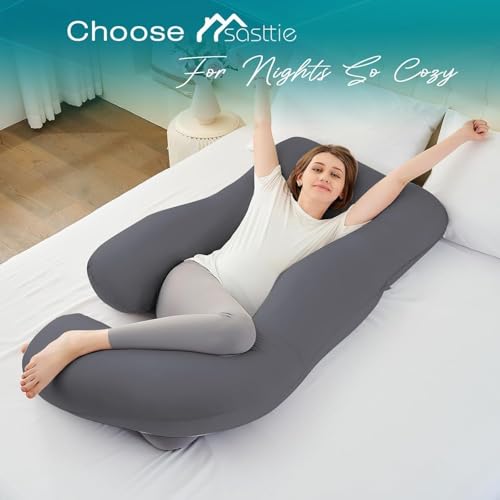 Cooling Pregnancy Pillows for Sleeping, 65'' Full Body Pillow, Dark Grey - color: Dark Grey, size: 65 Inch