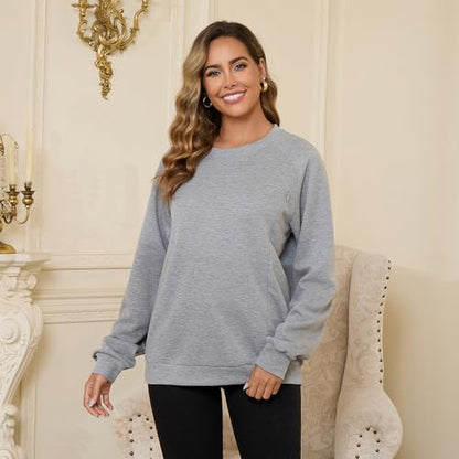 DEBELLY Nursing Friendly Sweatshirt for Breastfeeding Dual Zippers - color: Dark Grey, size: Small