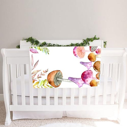 Mushroom Theme Baby Monthly Milestone Blanket, Watercolor, 48x40in - color: Green, size: 48x40in