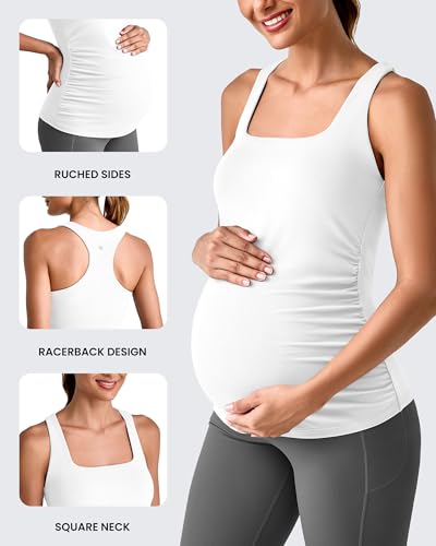 G4Free BareFeel Maternity Tank Tops with Removable Pads Pregnancy Clothes - color: White, size: Large