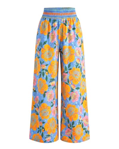 BTFBM Floral Summer Wide Leg Pants Woman 2026 - color: Light Blue, size: Medium