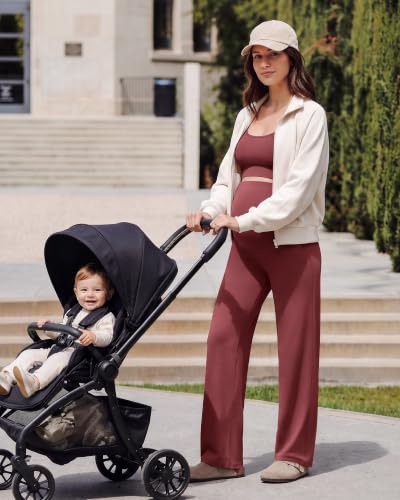 G4Free EverGoing Maternity Pants Over the Belly Pregnancy Work Trousers - color: Dark Burgundy, size: Medium