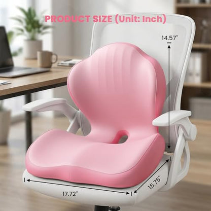 Ergonomic Seat Cushion for Office Chairs Lumbar Support Pillow, Pink - color: Pink
