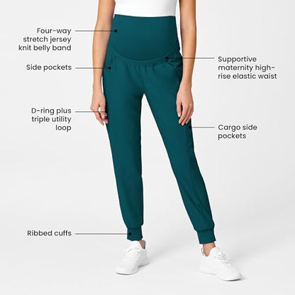 Wink W123 Maternity Jogger Scrub Pant - color: Caribbean Blue, size: Large