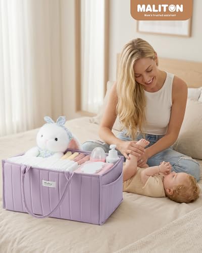 Maliton Baby Diaper Caddy Organizer for Changing Table, Portable, Purple - color: Purple