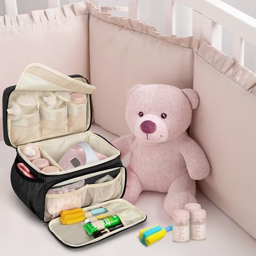 LUXJA Breast Pump Bag Compatible with Spectra S1 and S2, Black - color: Black