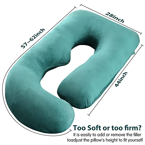 Elover U Shaped Pregnancy Pillow,Full Body Maternity Support - color: Velvet-dark Green