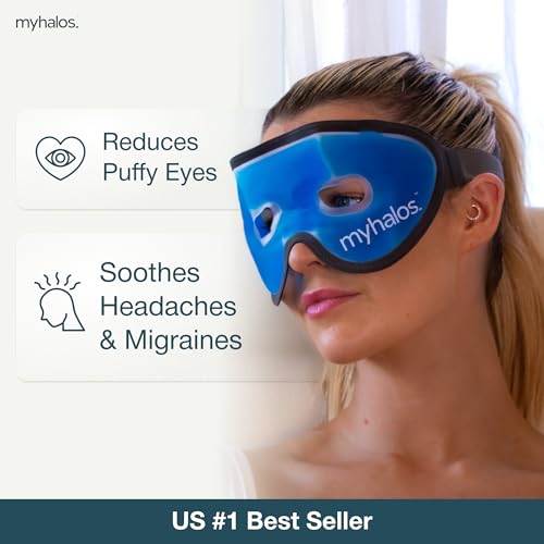 MyHalos Cooling Gel Eye Mask, Cold Ice Pack for Puffy Eyes & Dark Circles - color: Blue - 1 Pack