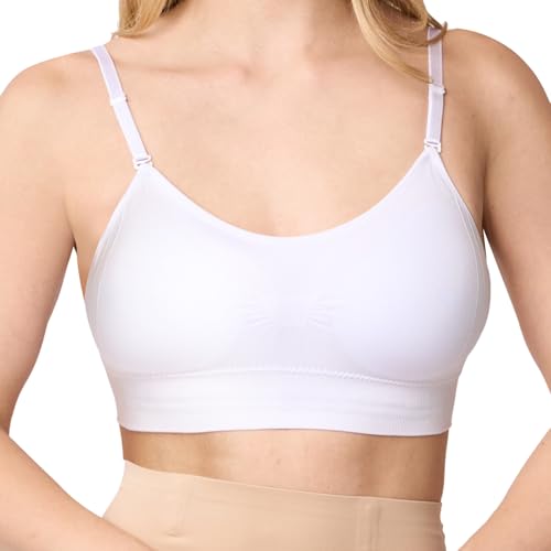 Coobie Women's Seamless Scoopneck Cami Bra with Back Closure Full Coverage T-Shirt Bra - color: White