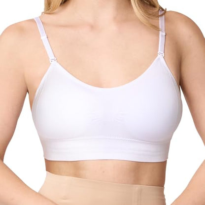 Coobie Women's Seamless Scoopneck Cami Bra with Back Closure Full Coverage T-Shirt Bra - color: White