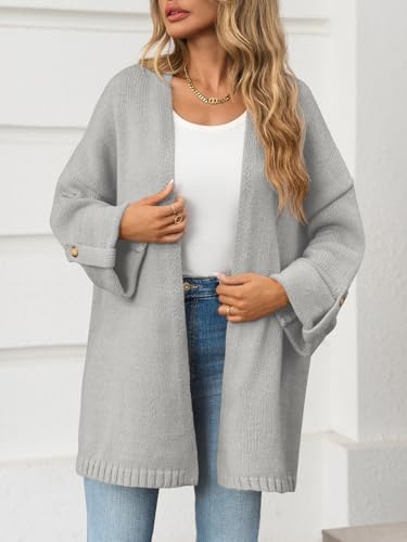 Saodimallsu Womens Oversized Long Cardigan Sweaters Casual Fall Trendy Coat - color: Gray, size: XX-Large