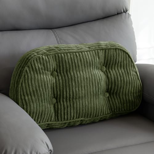 HIGOGOGO Lumbar Support Pillow for Recliner Chair/Accent Chair/Couch/Office Chair, Tufted Corduroy Back Support Cushion for Elderly, Recliner Cushions for Back Rest, Pain Relief, Reading, Dark Green - color: Dark Green, size: Large