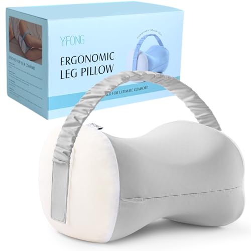 YFONG Knee Pillow for Side Sleepers, Breathable Memory Foam Leg Pillow Grey - color: Light Gray