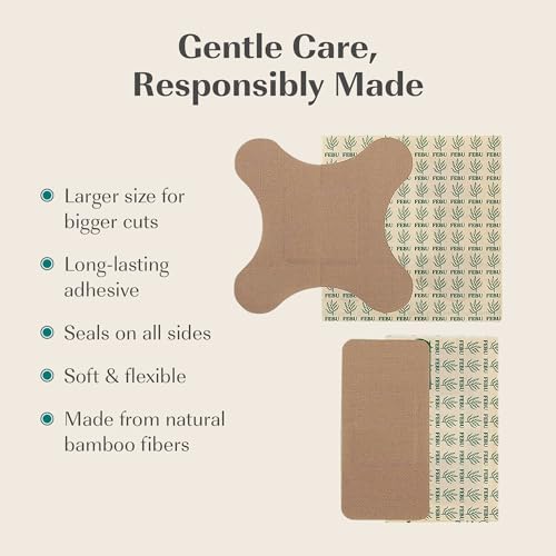 FEBU PFAS Free Large Bamboo Bandages, 20 Count - style: Large / XL Patch (20 Count)