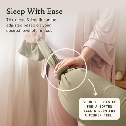 bbhugme Pregnancy Pillow, Dusty Olive - Adjustable Firmness & Shape - color: Dusty Olive