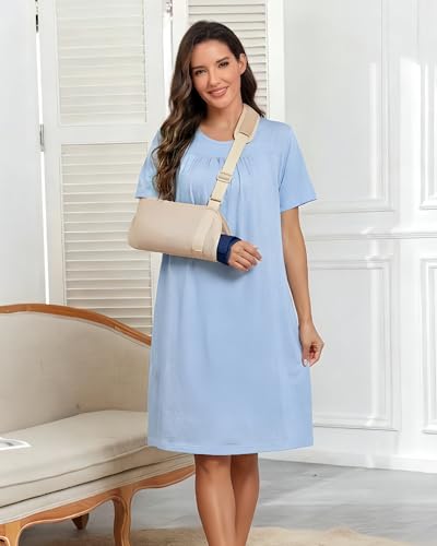 Hospital Gowns for Women Open Back with Snaps - color: Navy Blue, size: Small