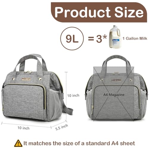 FHELAD HELAD Small Diaper Bag Backpack, 4 in 1 Mini Baby Bag for Short Trip - color: Gray