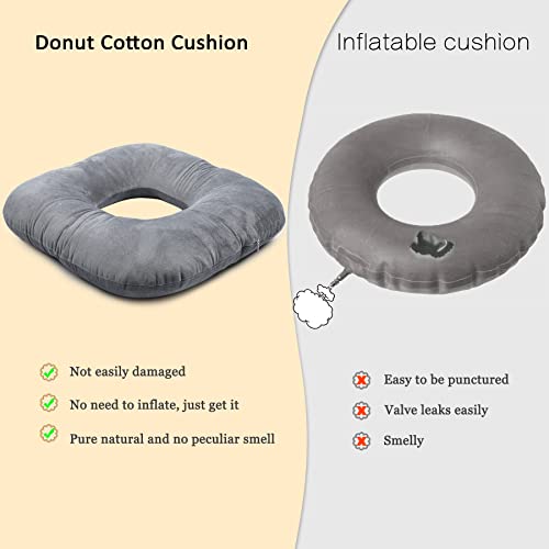 Hshbxd Donut Pillow, Tailbone Cushion for Wheelchair, Office and Travel - color: New Grey