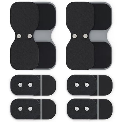 AUVON Wireless TENS Unit Electrode Pads 12 Pcs, 2 Sizes, Latex-Free - color: Black