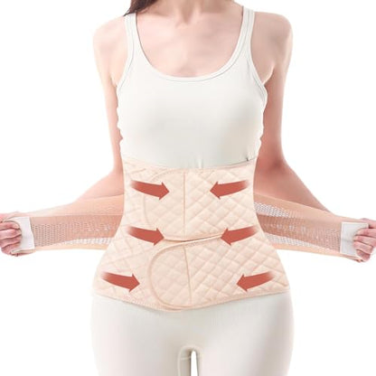Trendyline Postpartum Belly Band Wrap: Adjustable Support Abdominal Binder - color: Beige, size: Large