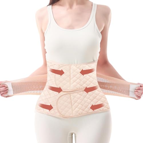 Trendyline Postpartum Belly Band Wrap: Adjustable Support Abdominal Binder - color: Beige, size: Large