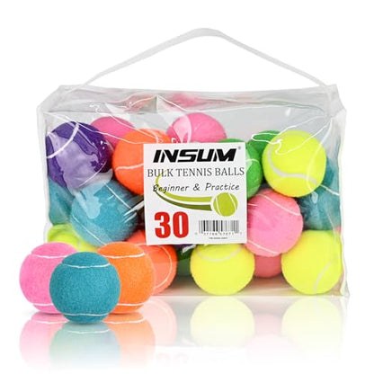 INSUM Bulk Tennis Balls, Extra Duty Practice Balls with Mesh Bag - color: Mixed, size: 30 Pack