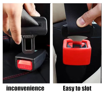 2 PCS Seat Belt Buckle Holder, Silicone Auto Rear Seatbelt Buckle Booster- Keep Upright and Stable, Suitable for Kids - color: Pink