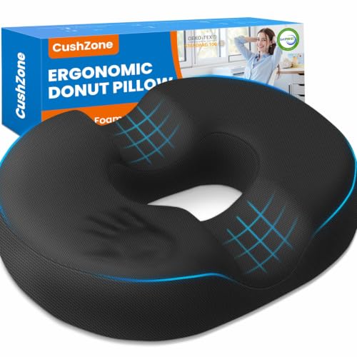 Donut Pillow Seat Cushion, Office Chair Cushion, Black, XX-Large - color: Black, size: XX-Large