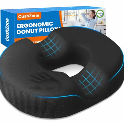 Donut Pillow Seat Cushion, Office Chair Cushion, Black, XX-Large - color: Black, size: XX-Large